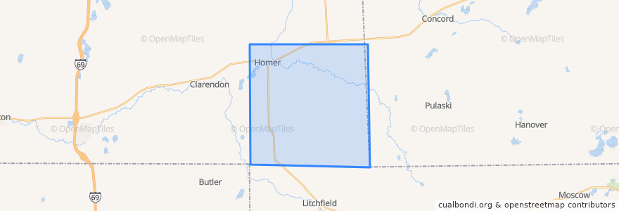 Mapa de ubicacion de Homer Township.