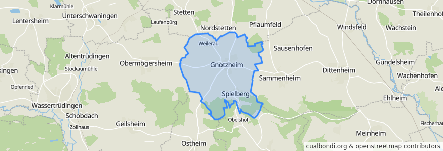 Mapa de ubicacion de Gnotzheim.