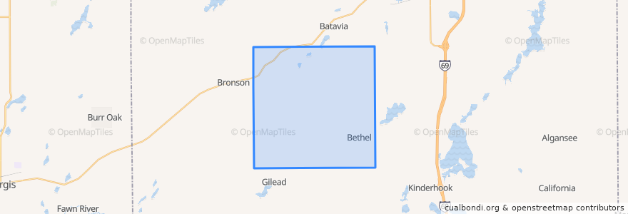 Mapa de ubicacion de Bethel Township.