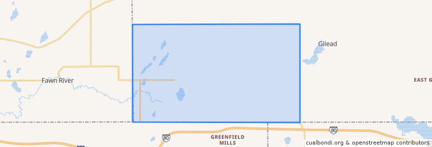 Mapa de ubicacion de Noble Township.