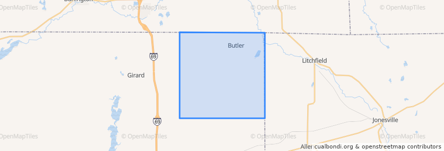 Mapa de ubicacion de Butler Township.