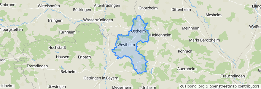 Mapa de ubicacion de Westheim.