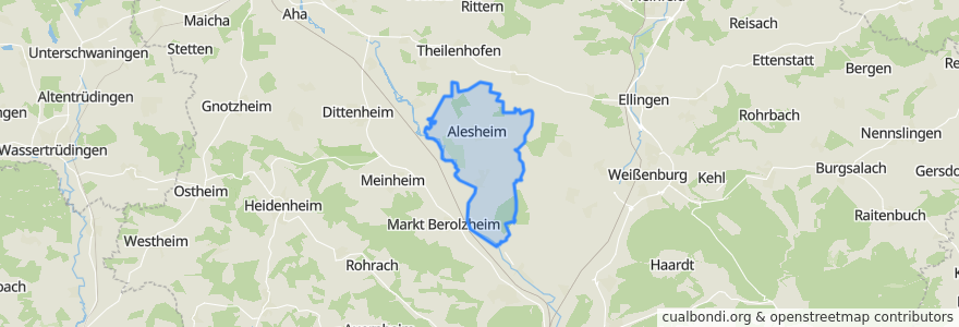 Mapa de ubicacion de Alesheim.