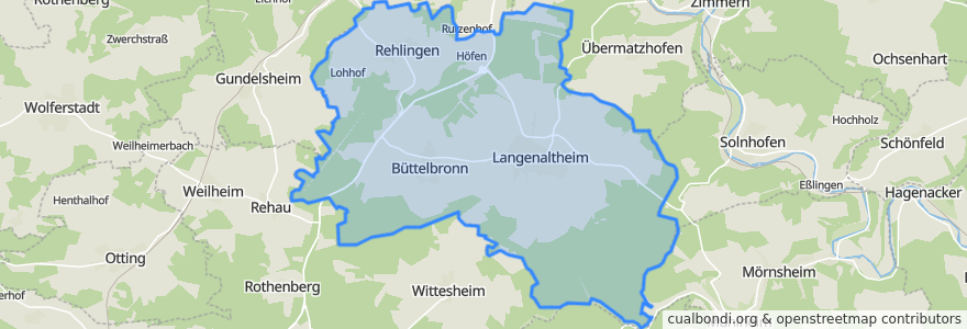 Mapa de ubicacion de Langenaltheim.