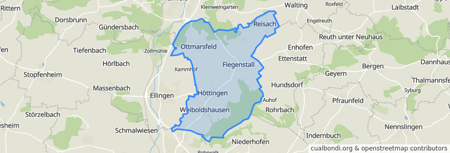 Mapa de ubicacion de Höttingen.