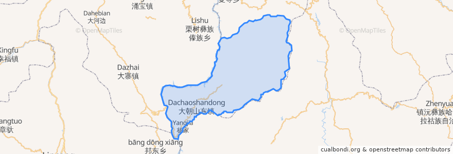 Mapa de ubicacion de 大朝山东镇.