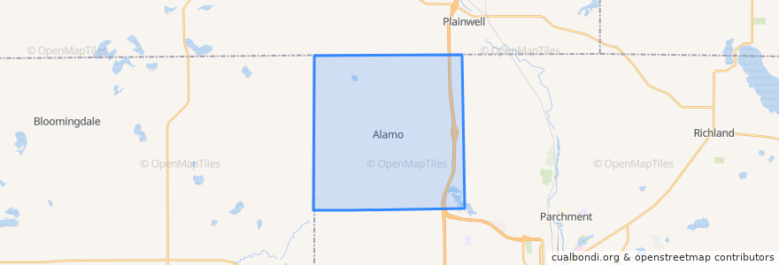 Mapa de ubicacion de Alamo Township.