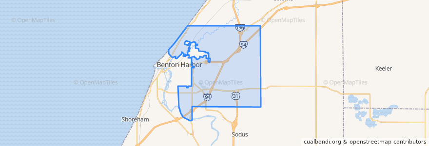 Mapa de ubicacion de Benton Charter Township.