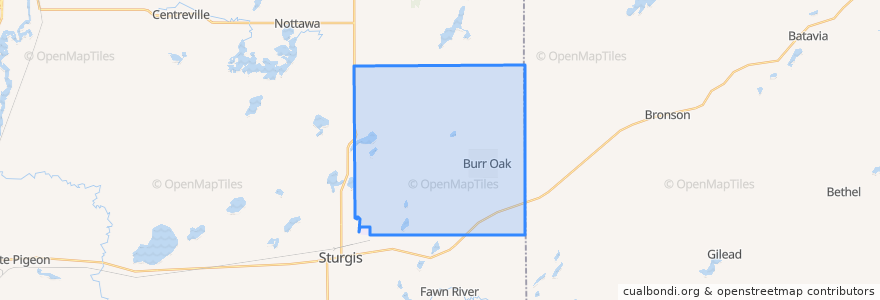 Mapa de ubicacion de Burr Oak Township.