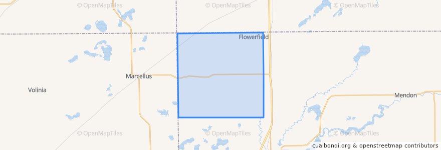 Mapa de ubicacion de Flowerfield Township.