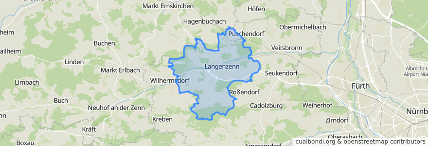 Mapa de ubicacion de Langenzenn.