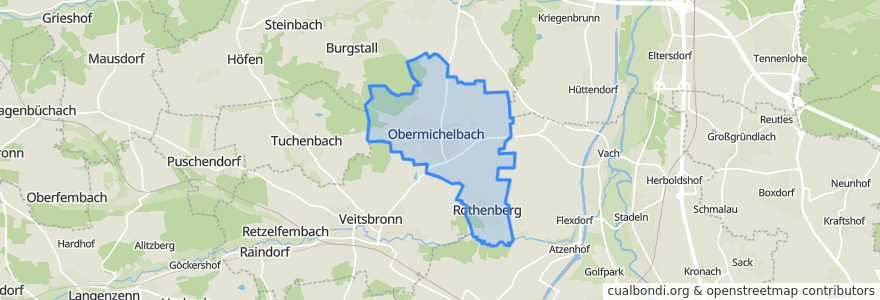 Mapa de ubicacion de Obermichelbach.