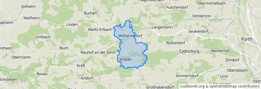 Mapa de ubicacion de Wilhermsdorf.