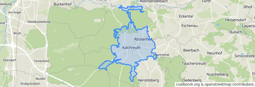 Mapa de ubicacion de Kalchreuth.