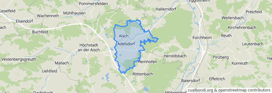 Mapa de ubicacion de Adelsdorf.