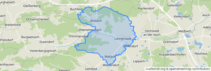 Mapa de ubicacion de Lonnerstadt.