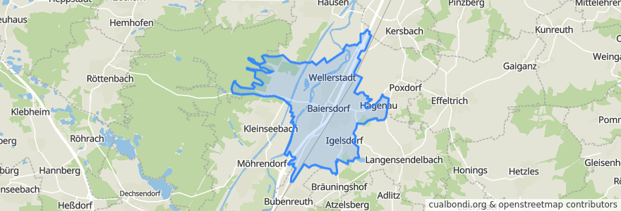 Mapa de ubicacion de Baiersdorf.