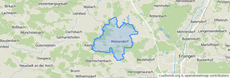 Mapa de ubicacion de Weisendorf.