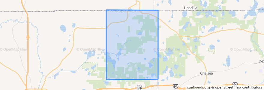 Mapa de ubicacion de Waterloo Township.