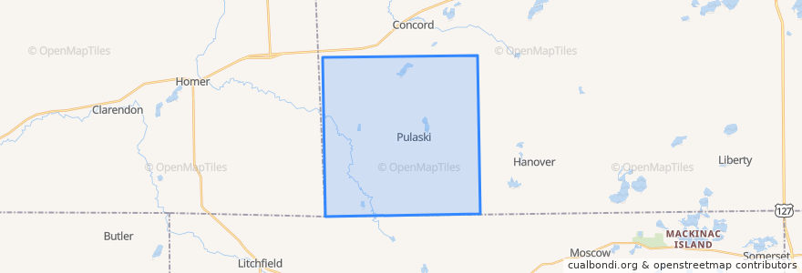 Mapa de ubicacion de Pulaski Township.