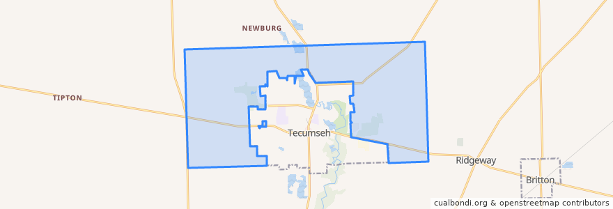 Mapa de ubicacion de Tecumseh Township.