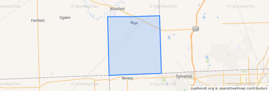 Mapa de ubicacion de Riga Township.