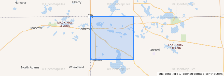 Mapa de ubicacion de Woodstock Township.