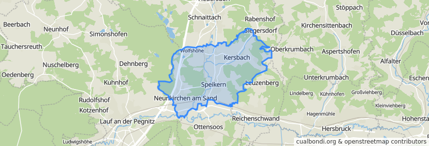 Mapa de ubicacion de Neunkirchen a. Sand.