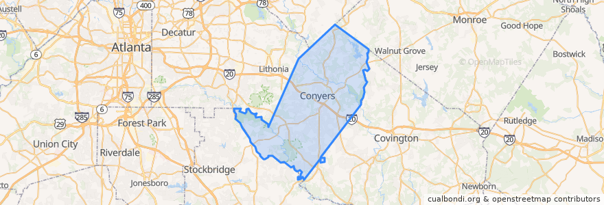 Mapa de ubicacion de Rockdale County.