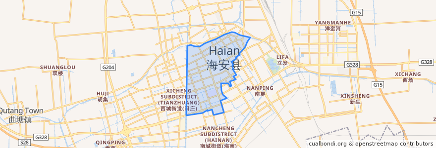 Mapa de ubicacion de 海安街道.