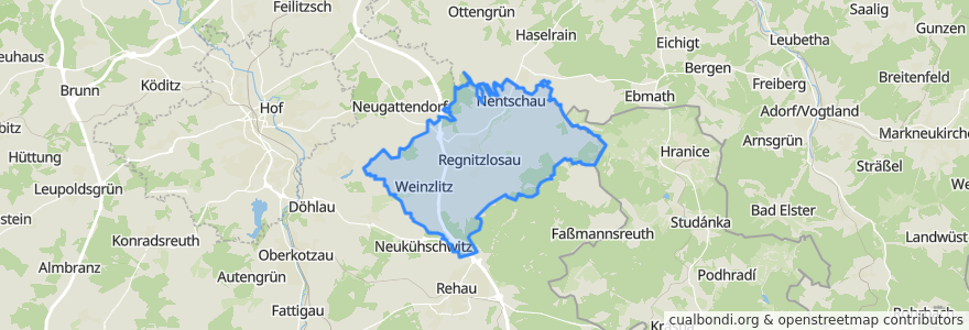 Mapa de ubicacion de Regnitzlosau.