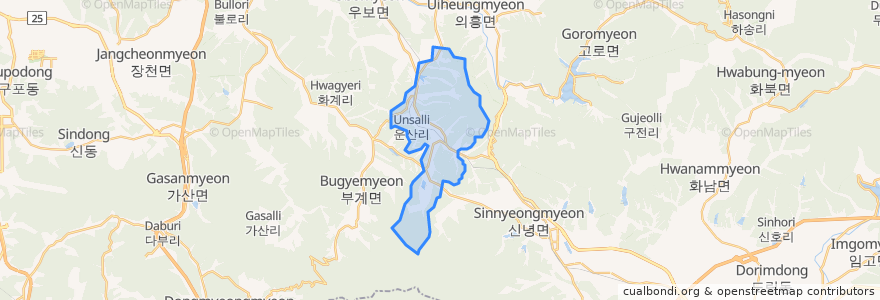 Mapa de ubicacion de 산성면.