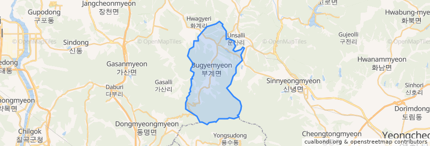 Mapa de ubicacion de 부계면.