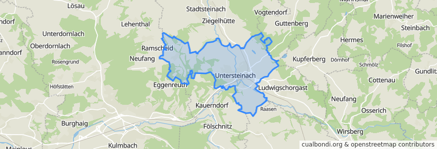 Mapa de ubicacion de Untersteinach.