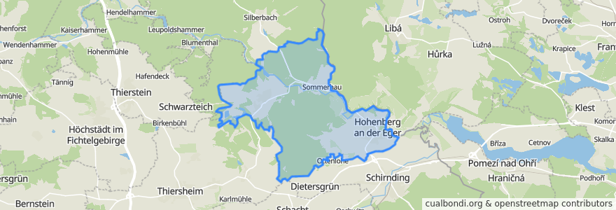 Mapa de ubicacion de Hohenberg an der Eger.