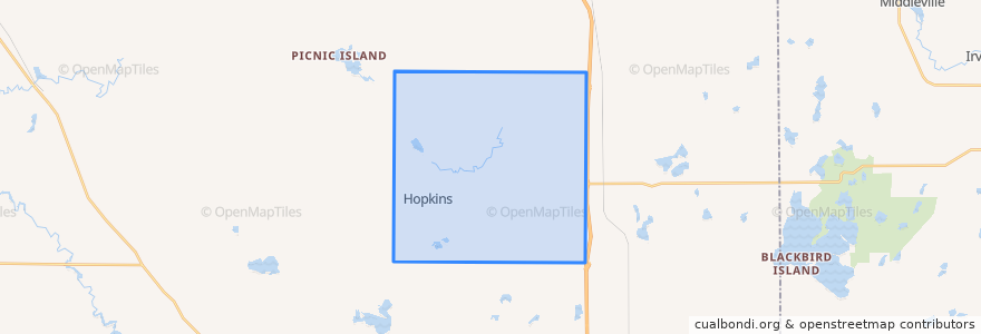 Mapa de ubicacion de Hopkins Township.