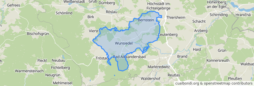 Mapa de ubicacion de Wunsiedel.