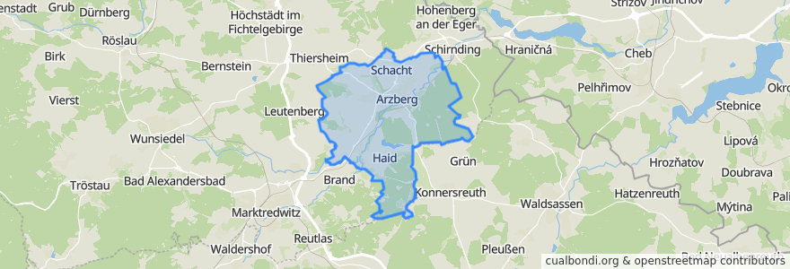 Mapa de ubicacion de Arzberg.