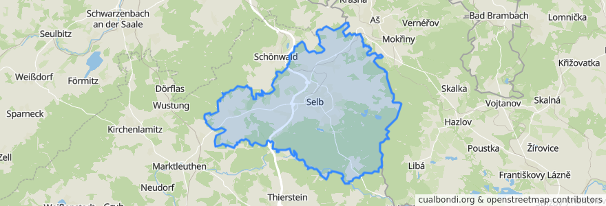 Mapa de ubicacion de Selb.