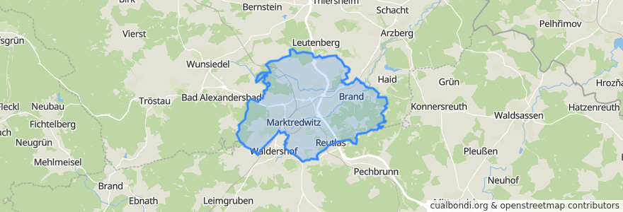 Mapa de ubicacion de Marktredwitz.