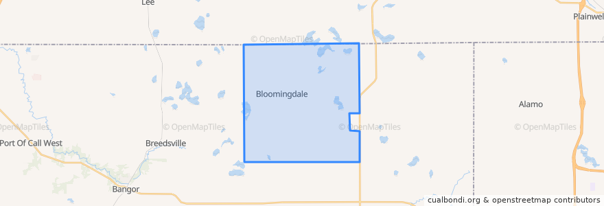 Mapa de ubicacion de Bloomingdale Township.