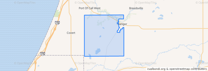 Mapa de ubicacion de Bangor Township.