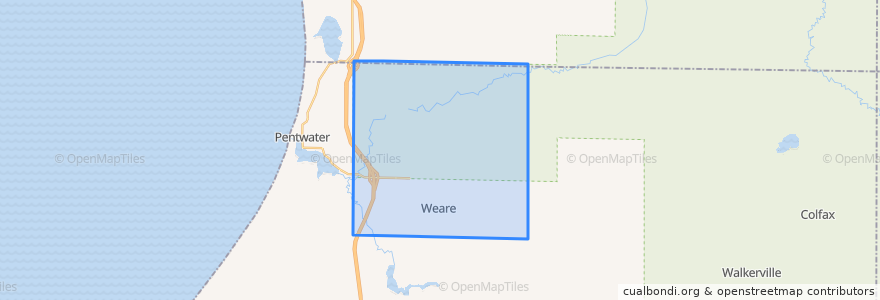 Mapa de ubicacion de Weare Township.