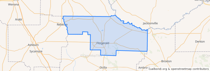 Mapa de ubicacion de Ben Hill County.