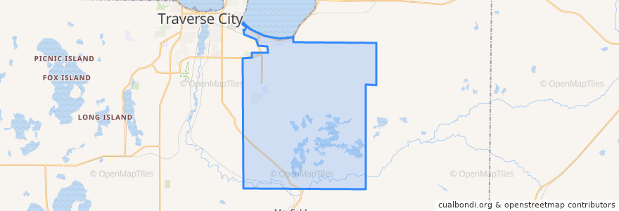 Mapa de ubicacion de East Bay Township.