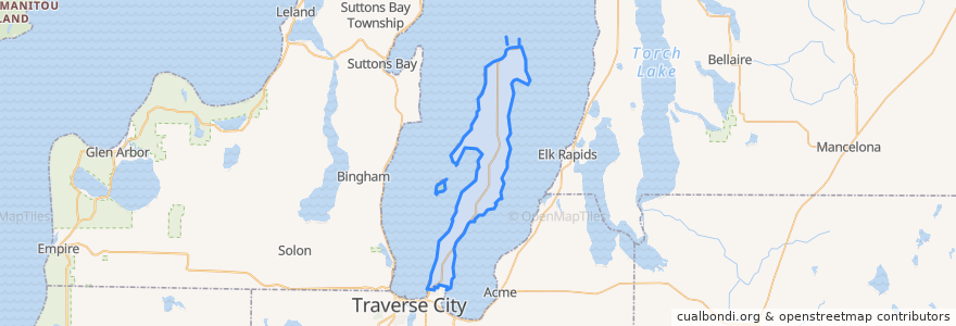 Mapa de ubicacion de Peninsula Township.