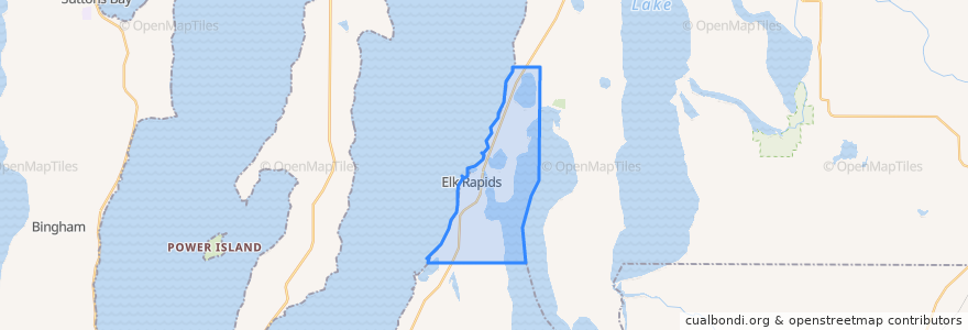 Mapa de ubicacion de Elk Rapids Township.