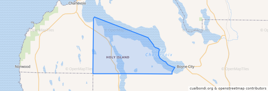 Mapa de ubicacion de Eveline Township.