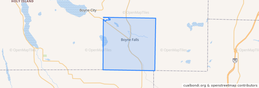 Mapa de ubicacion de Boyne Valley Township.