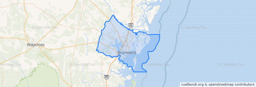 Mapa de ubicacion de Glynn County.